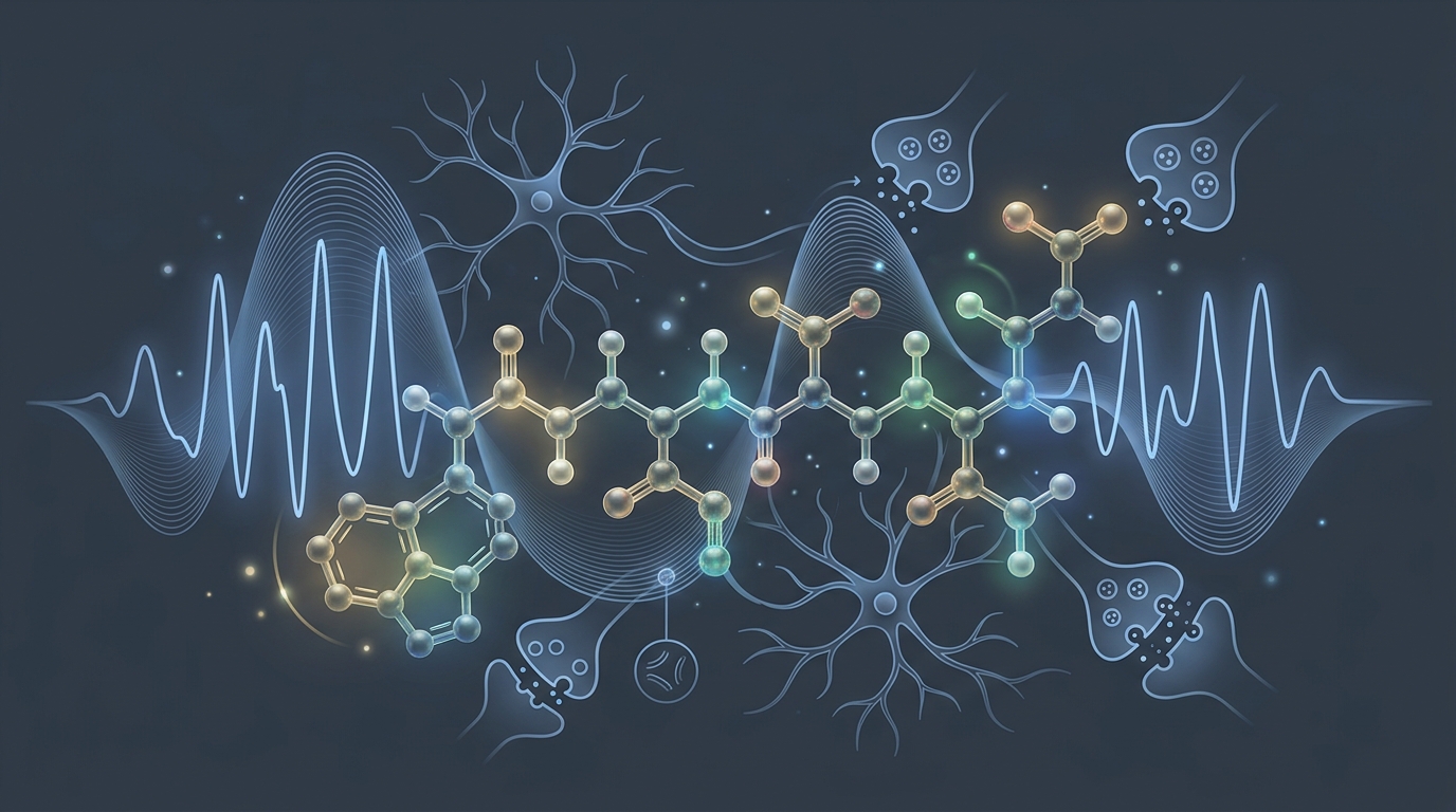 Delta Sleep-Inducing Peptide (DSIP) molecular structure and EEG delta wave visualization