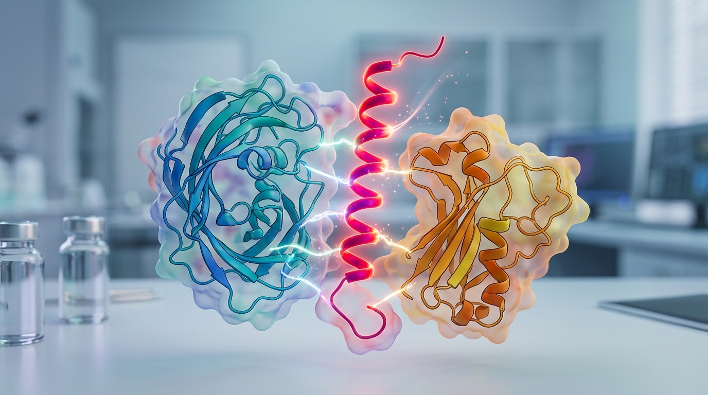 3D molecular model of FOXO4-DRI peptide disrupting the FOXO4 and p53 interaction in senescent cells