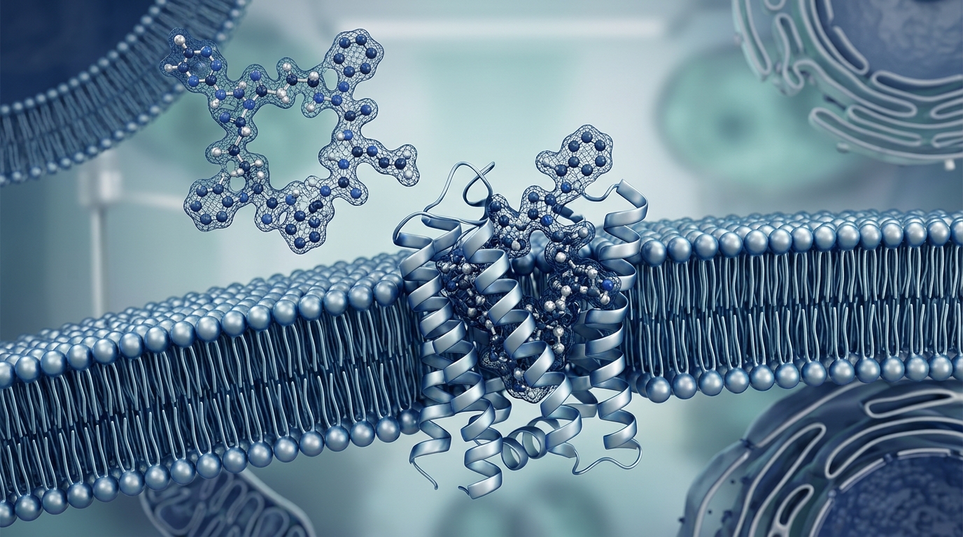 3D molecular model comparing peptide binding at melanocortin receptors for PT-141 and Melanotan II pharmacology research.